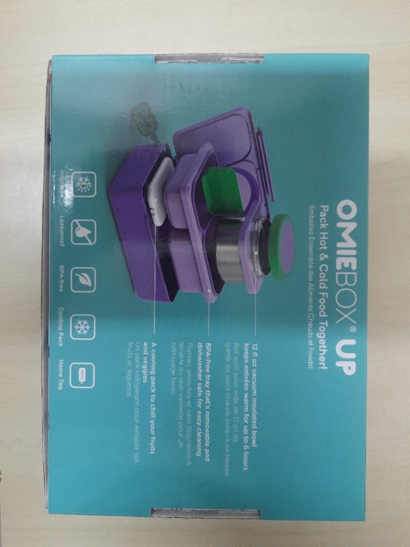 Brand New Original OmieBox Up Food Container Lunch Box Vacuum Insulated Bowl in Galaxy Purple (Category: Food Organization & Storage) located in Quezon City. Submitted by mnlfashion (Listing ID 1349960062, Image 3). Description: brand new and still in box complete and no flaws perfect condition for packing cold and hot food together.