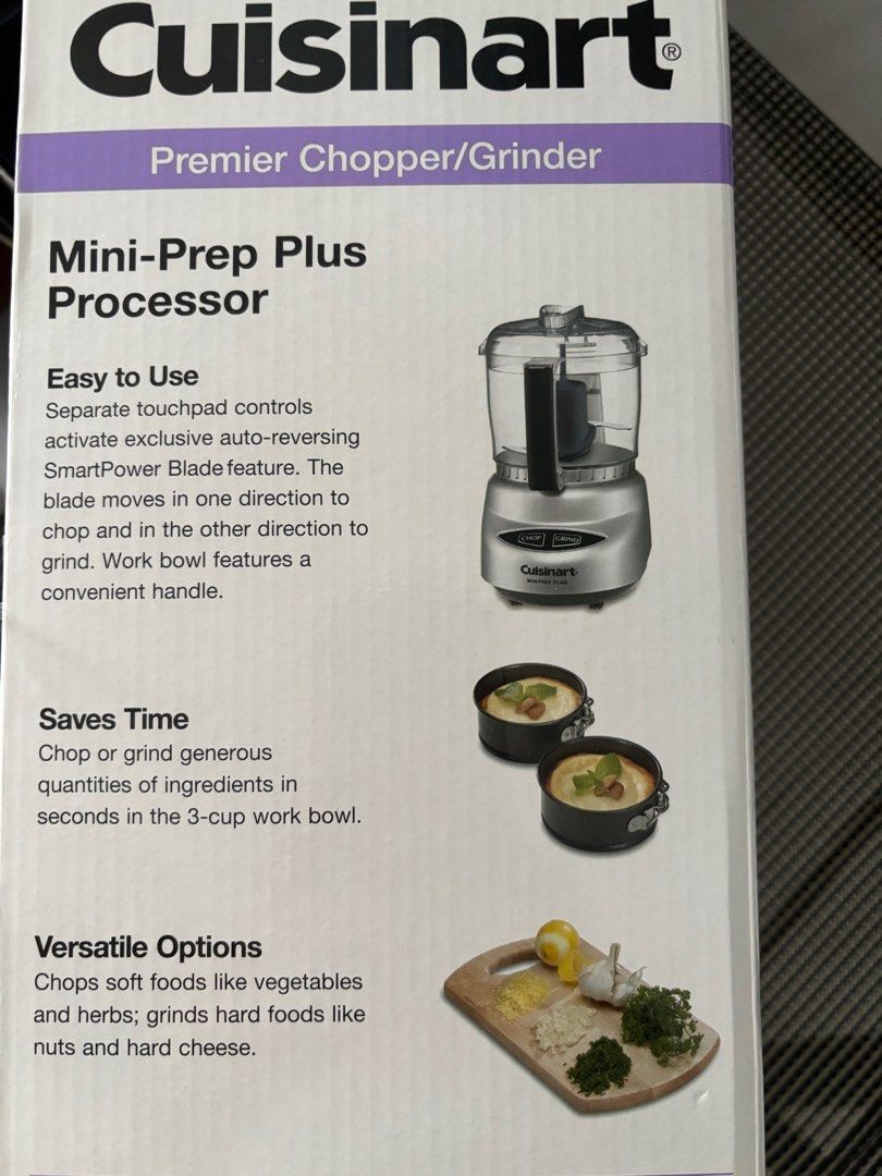 Cuisineart mini prep-plus processor (Category: Juicers, Blenders & Grinders) located in Singapore. Submitted by rattyrat (Listing ID 1349975633, Image 2). Description: Totally brand new and unopened. 3 cup work bowl with strong chopping and grinding power for food prep. Retailing for $180 in stalls or online. Warranty not yet used so if you buy this, the warranty belongs to you as well..