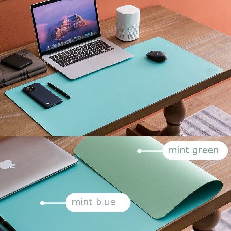 Double Sided Leather Desk Mat (Category: Mouse & Mousepads) located in Bacoor. Submitted by alyxcoll (Listing ID 1350037857, Image 1). Description: may scratches lang yung mint green side (check pic) jnt or ggx.