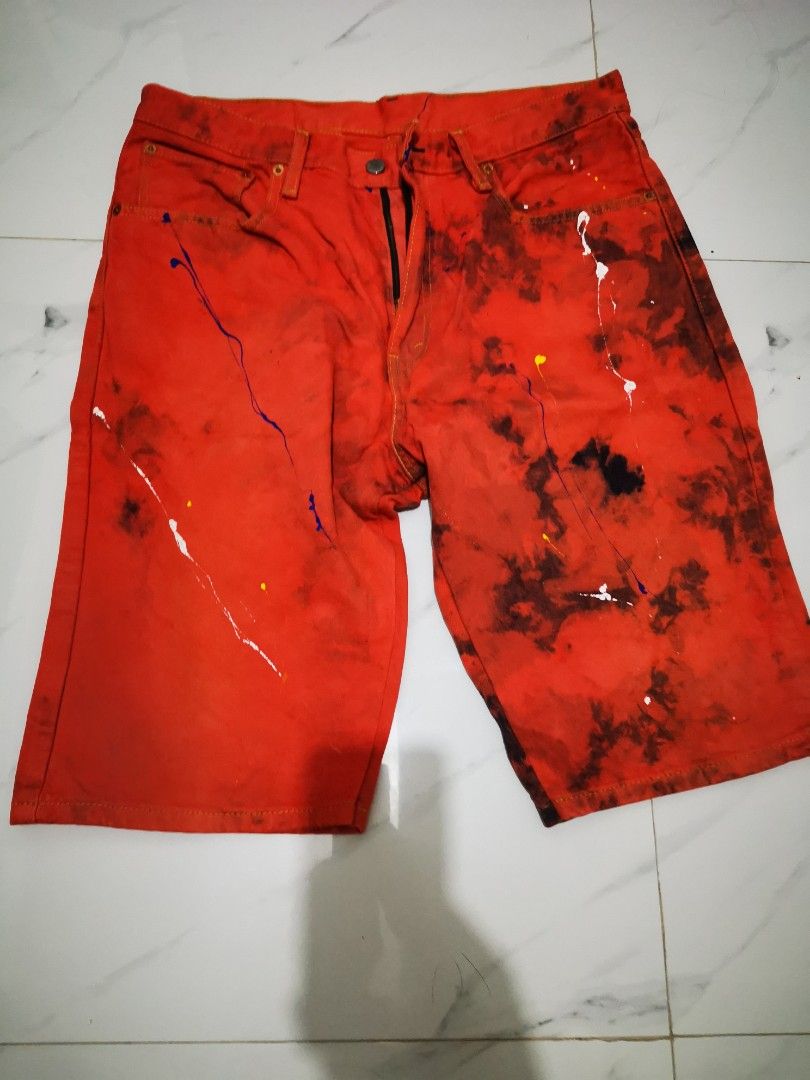 Levi's denim shorts (Category: Shorts) located in Makati City. Submitted by bimmeup (Listing ID 1349996297, Image 1). Description: Orig Levi's denim shorts Size 33 Disteressed paint splatter(orig design) 800+sf.