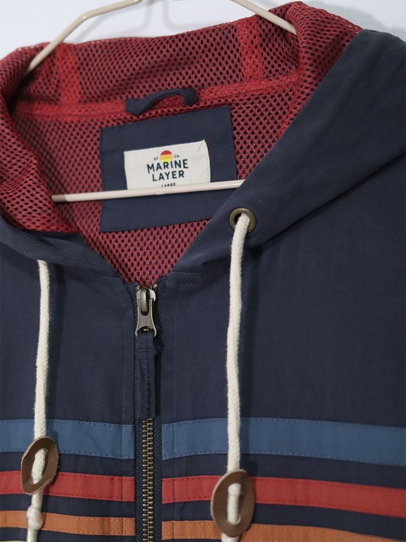 MARINE LAYER Blue Hooded Jacket (Preloved) Large (Category: Coats, Jackets and Outerwear) located in Catarman. Submitted by almostfridayph (Listing ID 1350045036, Image 3). Description: Brand: MARINE LAYER Condition: Very Good Issue: With signs of usage Size: Large Php 680 Dimensions Chest: 24" Length: 28" Kindly manage your expectations. Our items are thrifted but in excellent condition NO RETURN, NO EXCHANGE Actual product color may vary from t