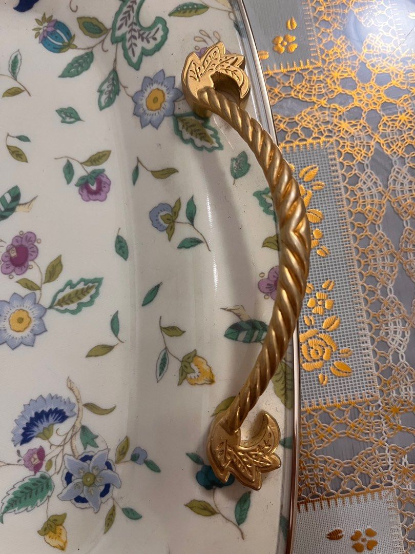 MINTON Tray with Gold Handle (Category: Other Kitchenware & Tableware) located in Malabon City. Submitted by twinklevir (Listing ID 1349944216, Image 3). Description: Size - 28 1/2 x 37 cm (approximately 11 x14 inches) Model no. Minton JN 1533.