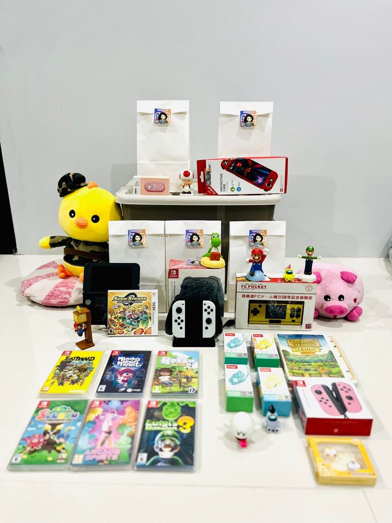 Nintendo Accessories, Games and Controllers (Category: Nintendo) located in Taguig. Submitted by crelscozynook (Listing ID 1350018585, Image 1). Description: Brand New Items * Controller Racing Wheel - P200 * Mini Gamepad (Yellow & Blue) - P595 each * Mini Gamepad Zero 2 (Pink) - P830 * Switch Pro Joy-Con Charging Grip with Dock - P1,100 * Switch Game: Soldam Drop - P700 * Switch Game: Arcade Spirits - P1,495 * 3DS Game: Sushi Striker The Way of 
