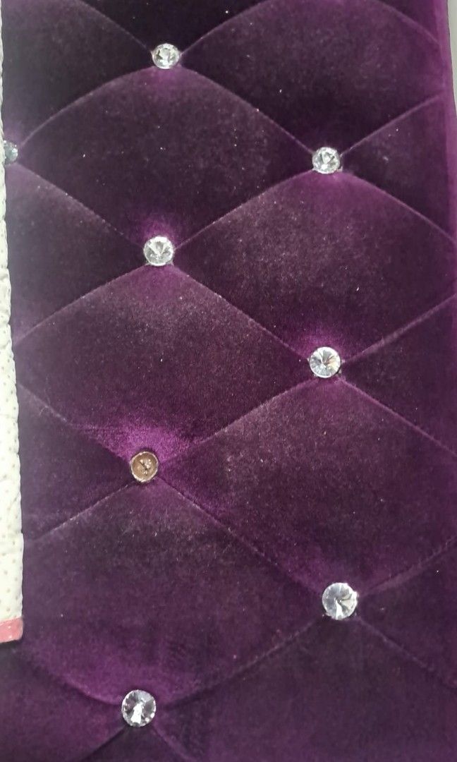 sofa (Category: Sofas) located in Singapore. Submitted by junejunie (Listing ID 1349970684, Image 3). Description: Purple Velvet Diamond sofa. 2 diamond came off others in good condition. Bought $1K, selling at gd price & can nego.