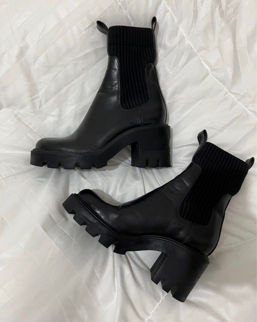 thumbnail image 2 of Women's Italian Leather Chelsea Boots - Chunky Platform Ankle Booties For Fall & Winter 2 of 14