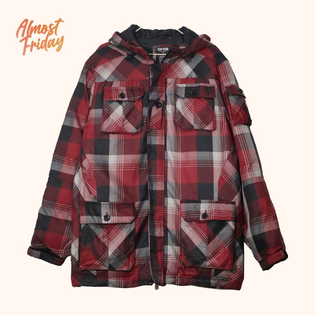 ZOO YORK Plaid Puffer Jacket (Preloved) M/L (Category: Coats, Jackets and Outerwear) located in Catarman. Submitted by almostfridayph (Listing ID 1350039052, Image 1). Description: Brand: ZOO YORK Condition: Very Good Issue: Holes by the forearm. Kindly refer to photos Size: Medium to Large Php 780 Dimensions Chest: 24" Length: 32" Kindly manage your expectations. Our items are thrifted but in excellent condition NO RETURN, NO EXCHANGE Actual pro