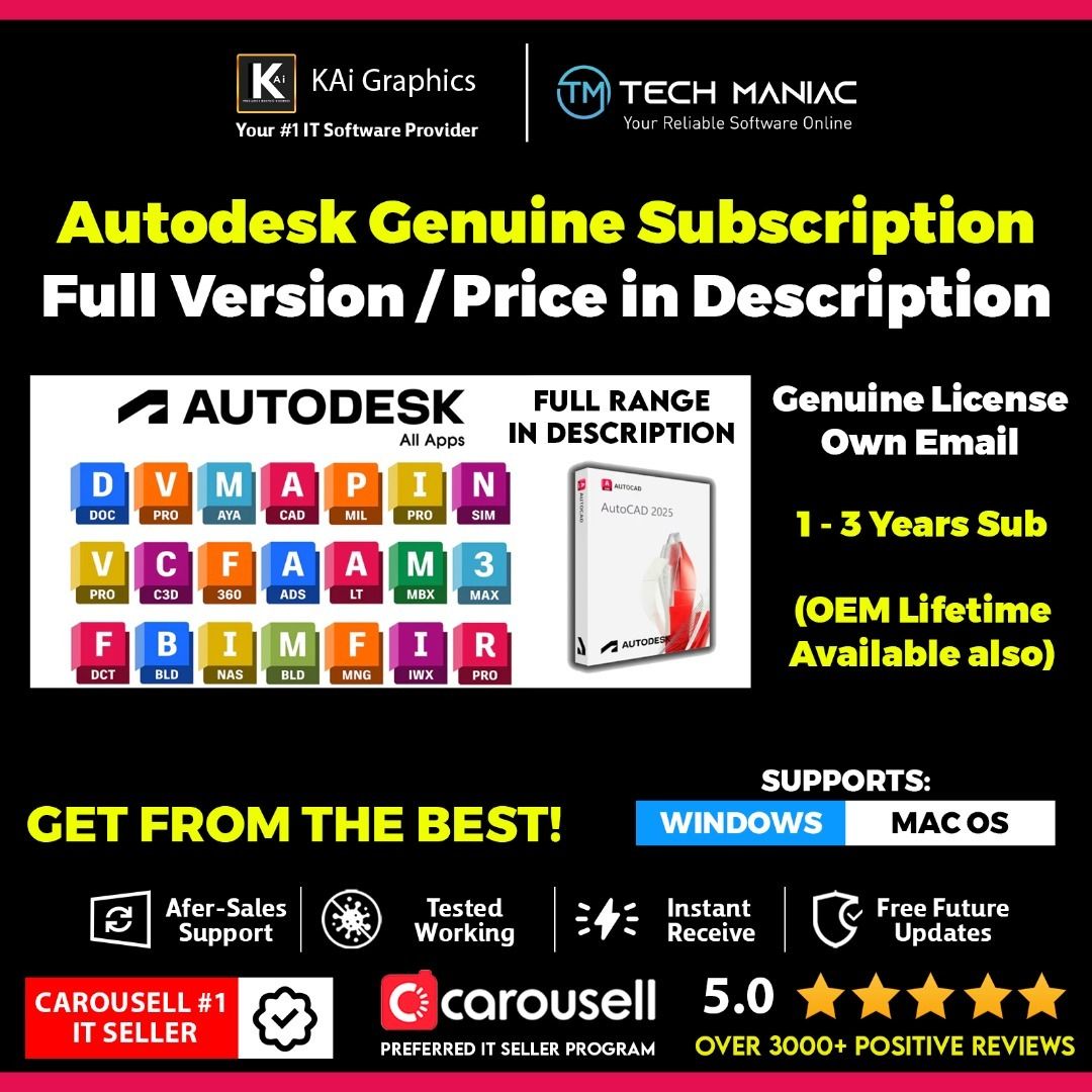 ⭐ 110% Genuine Autodesk Product License 2025/2024/2023 - AutoCAD | 3D ...