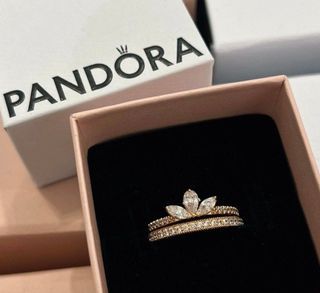 • PANDORA ROSE GOLD HERBARIUM & HEART BAND RING SET•4-5-6-7-8-9-10cm.