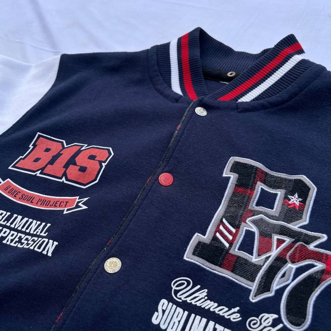 B One Soul Varsity Jacket (Category: Coats, Jackets and Outerwear) located in Manila. Submitted by gelodeclutterist (Listing ID 1350104516, Image 2). Description: For sale! B One Soul Varsity Jacket Size M to L W22" x L26.5" No issue Excellent Condition Can do meet-ups around Manila or ship via JNT/Lalamove 1599 only + SF Take note: Color may vary due to lighting.