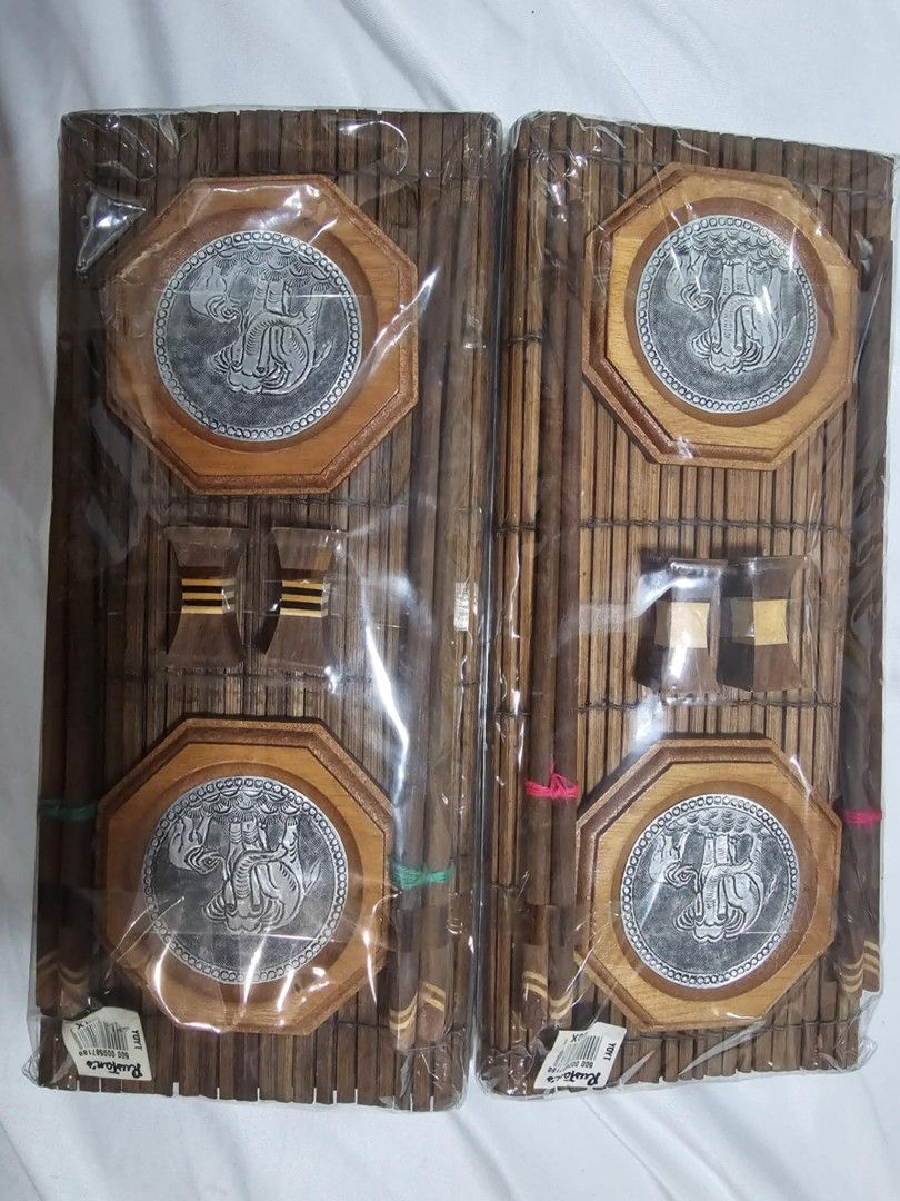 BALINESE PLACEMAT, COASTER AND CHOPSTICKS FOR TABLE SETTING (Category: Table Linen & Textiles) located in Manila. Submitted by mommiedeclutter (Listing ID 1350151832, Image 1). Description: BALINESE INSPIRED TABLE SETTING CONSISTS OF PLACEMAT, COASTER AND CHOPSTICKS BOUGHT IN RUSTANS. STORED ONLY. BRAND NEW.