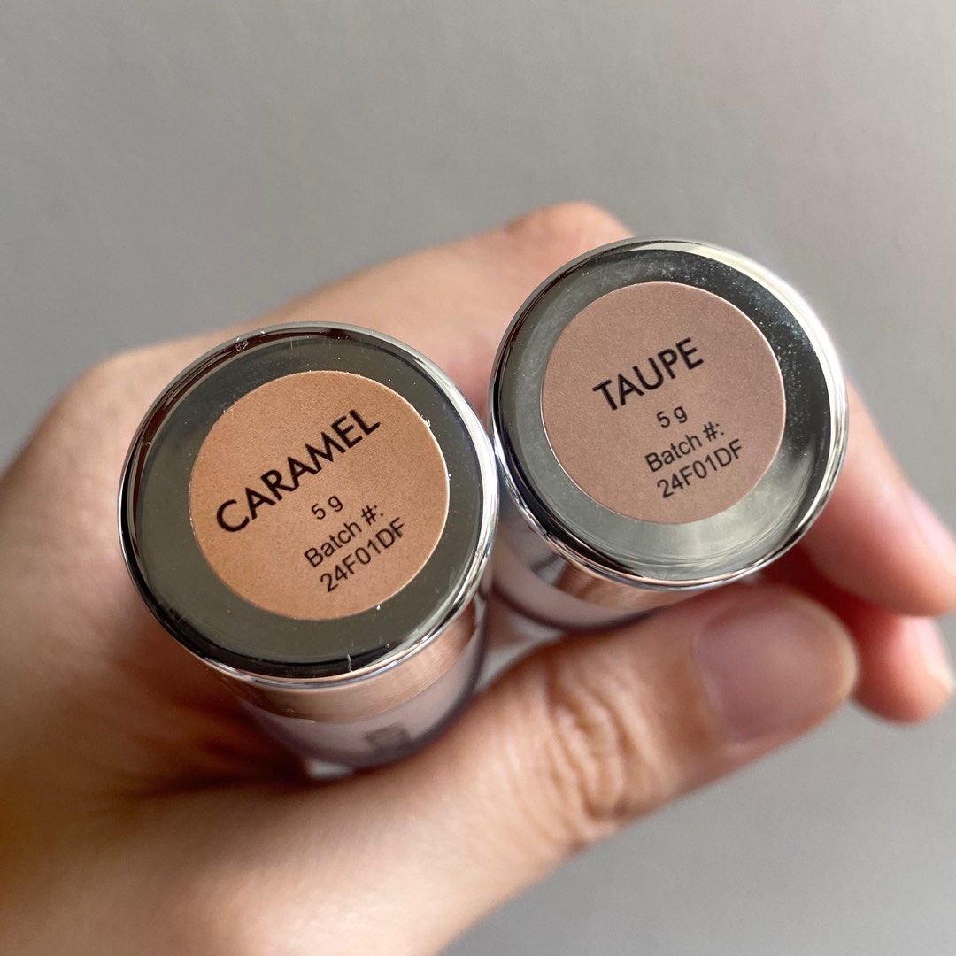 Careline Multisticks (Bronzer & Contour) (Category: Makeup) located in Bulacan. Submitted by puzzles_piece (Listing ID 1350113571, Image 2). Description: 180 each Bought December 2024 Available: ✅ Caramel (swatched once) ❌ Taupe (not sold, but used) Rfs: Decluttering.