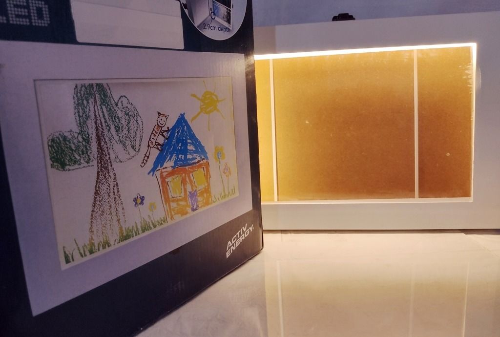 LED Display Frame, A4 (As-Is) (Category: Frames & Pictures) located in Quezon City. Submitted by mondy_mond (Listing ID 1350111367, Image 3). Description: Reason For Selling (RFS): De-cluttering This LED Display Frame, A4 (As-Is)... *Can hold multiple family pictures, school/work certificates, kiddie artworks, etc. *Can also display certain 3D personal keepsakes *Can be hanged vertically (portrait) & horizontally (landscape) in the living room, b