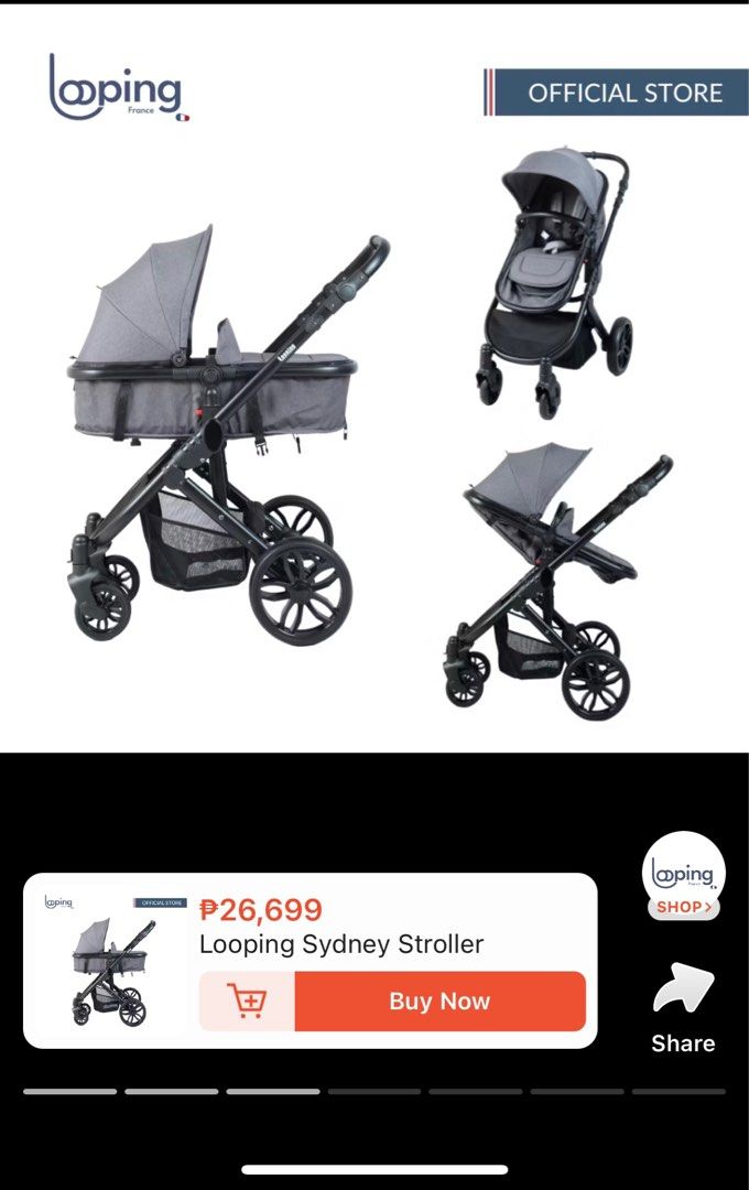 Looping Sydney Stroller with Car Seat (Category: Strollers) located in San Pedro. Submitted by twityyyy (Listing ID 1350132585, Image 3). Description: Selling our barely used stroller! We have two, so we’re letting go of this one. It’s back in the box, so I haven’t taken new photos, but I can send them upon request. Can be used for newborns up to toddlers, can carry children up to 20kgs. Reversible cot can be used in a lay-flat newborn position a