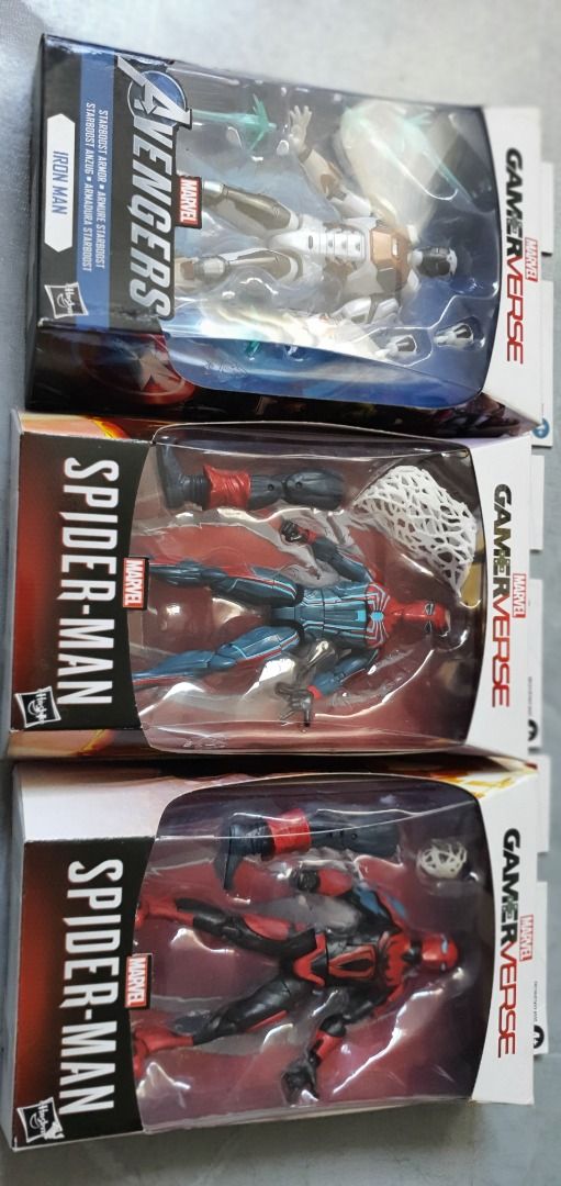 Marvel Gamer Verse Action Figures (Category: Figurines & Statues) located in Pasig City. Submitted by bechay2 (Listing ID 1350197956, Image 2). Description: 3 Action Figures Iron man Spiderman Velocity Suit Spiderman Armor MK III AUTHENTIC ORIGINAL PACKAGE BRAND NEW/SEALED 6 INCHES TALL MEET UP: Jollibee, Pasig Mega market DELIVERY: LALAMOVE, LBC, J&T LOCATION: PASIG.