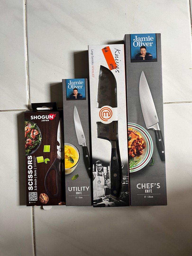 Masterchef Tableware New 2 Jamie Oliver + 1 Masterchef knives + 1 Shogun scissors ...