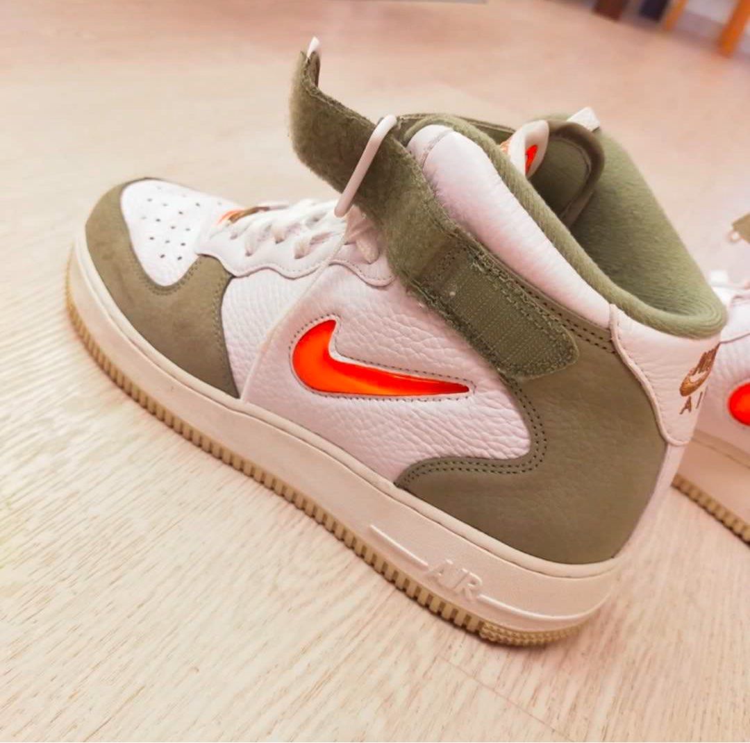 Nike Air Force Mid QS Olive Green Total Orange, Luxury, Sneakers