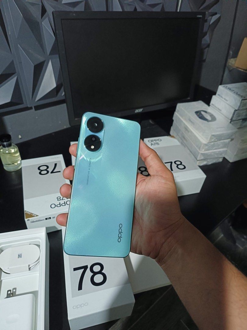 Oppo a78 (Category: OPPO) located in Caloocan City. Submitted by hikari0421 (Listing ID 1350155964, Image 2). Description: Mall Price: 13,999 ❌ Discounted Price: OPPO A78 4G 8+8gb/256gb Complete package With box, accessories, warranty card and Jelly Case. .