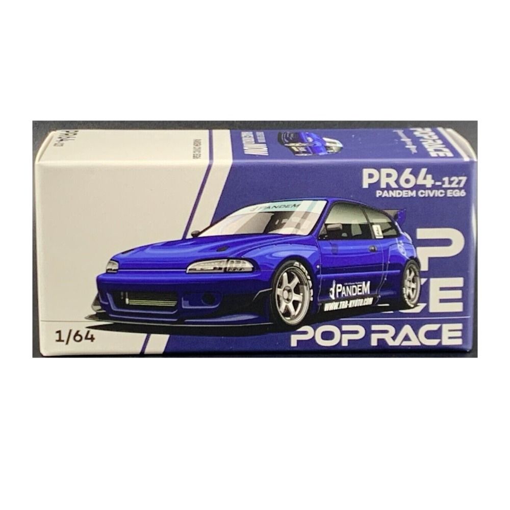 Pop Race 1:64 Honda Civic (EG6) Pandem Hatchback Blue Diecast Model Car PR640127
