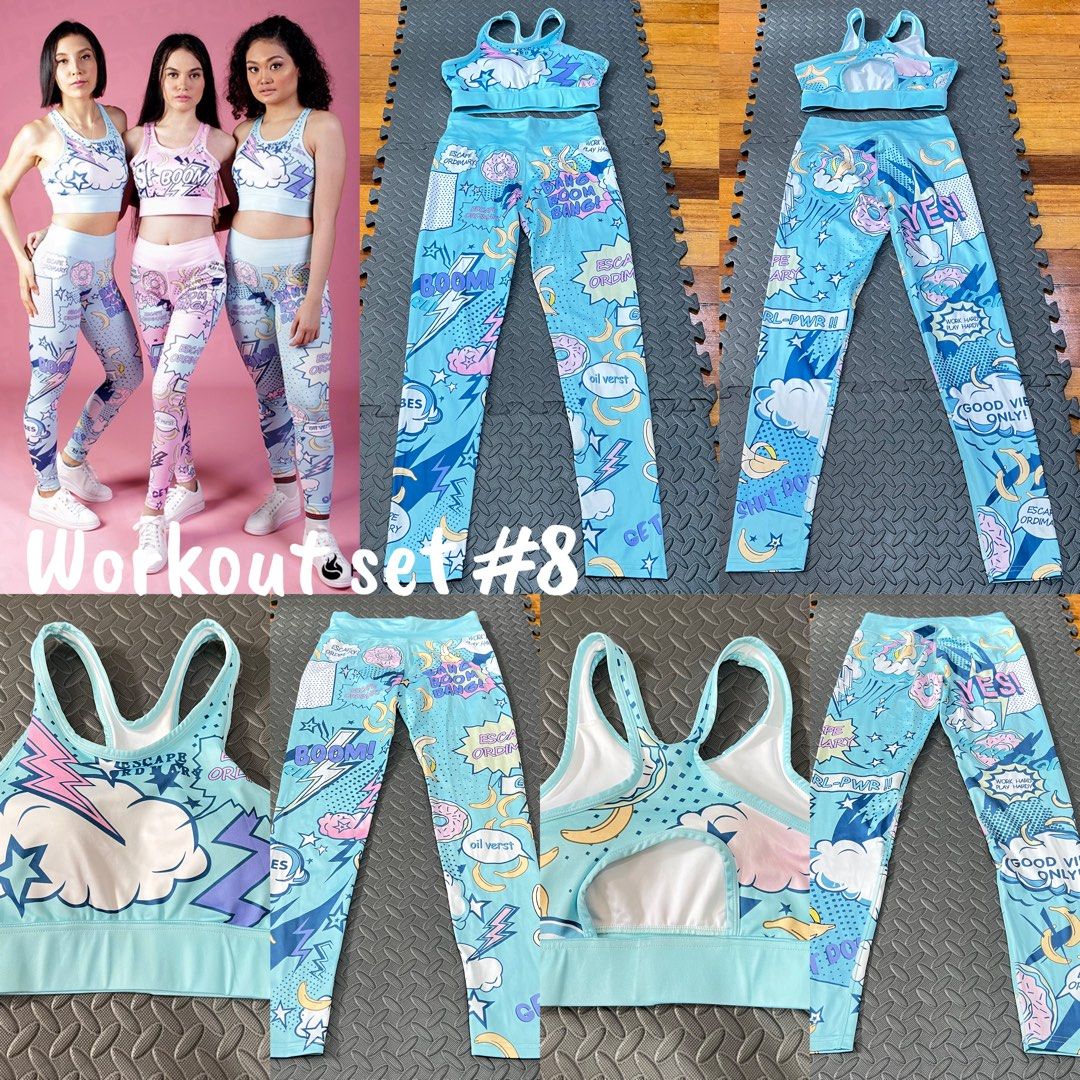 PyroPh Workout Set 8 9 & 10 (Category: Activewear) located in Pasig City. Submitted by annaagra (Listing ID 1350132494, Image 1). Description: PyroPh Workout Set #8, 9 & 10 -sold as set (sports bra & leggings) -size medium -with removable padding -used once or twice for youtube workout video -pm me for more photos ₱250 each set, TAKE ALL FOR ₱700 -location: Pasig -buyer will shoulder delivery fee .