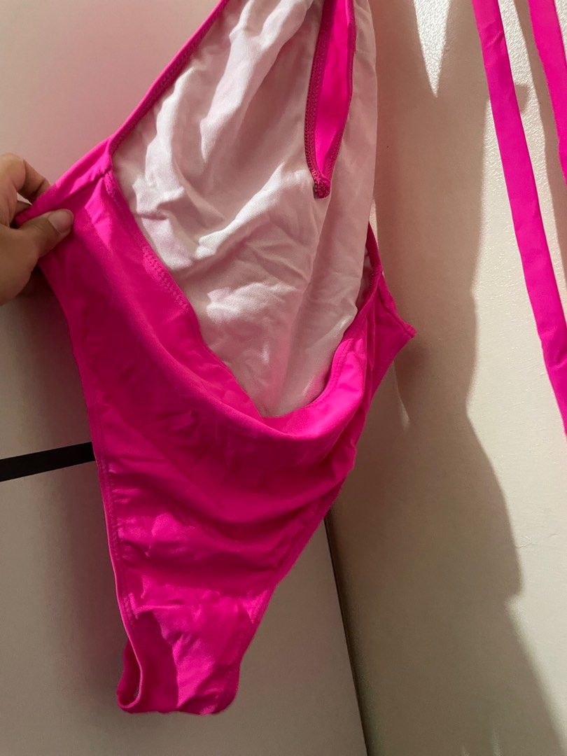 Shein Neon Pink One Piece Backless Self Tie Bikini (Category: Bikinis & Swimsuits) located in Manila. Submitted by chichichz (Listing ID 1350123809, Image 3). Description: Only used once for a photoshoot. Medium ako and okay naman yung size.