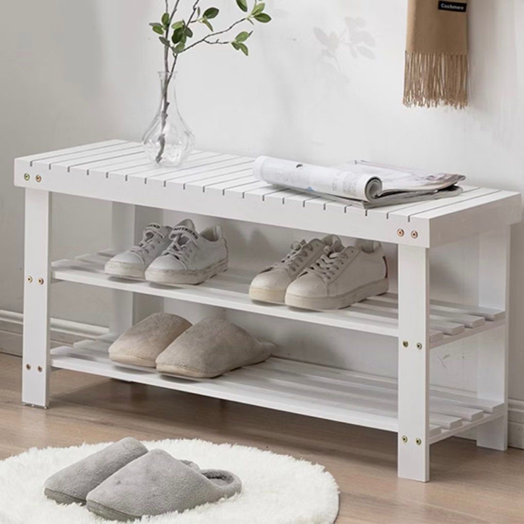 Side Way Shoe Rack Shoe Rack | Wooden Door Side Shoe Rack | White Bamboo Wood Shoe Rack ...