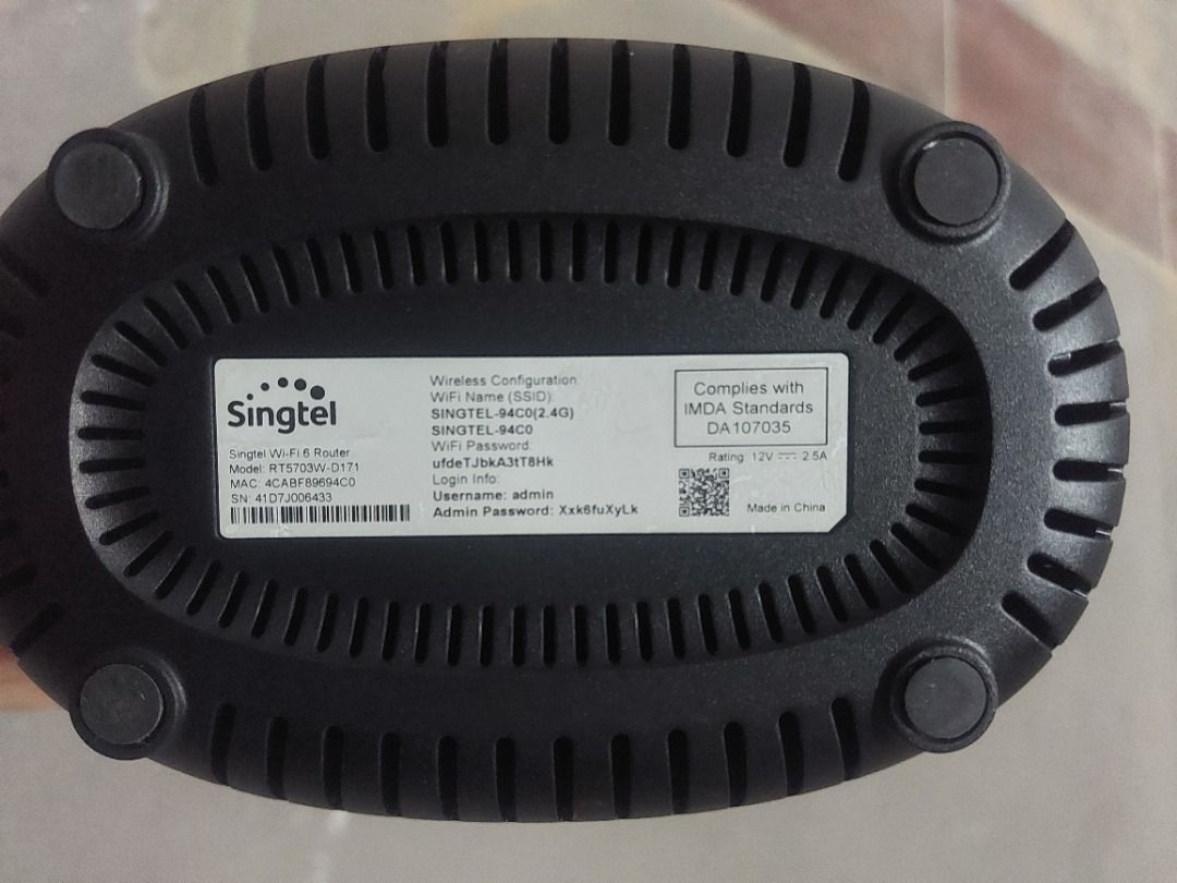 Singtel Mesh 6 WiFi router + Optical network router63203135561218111