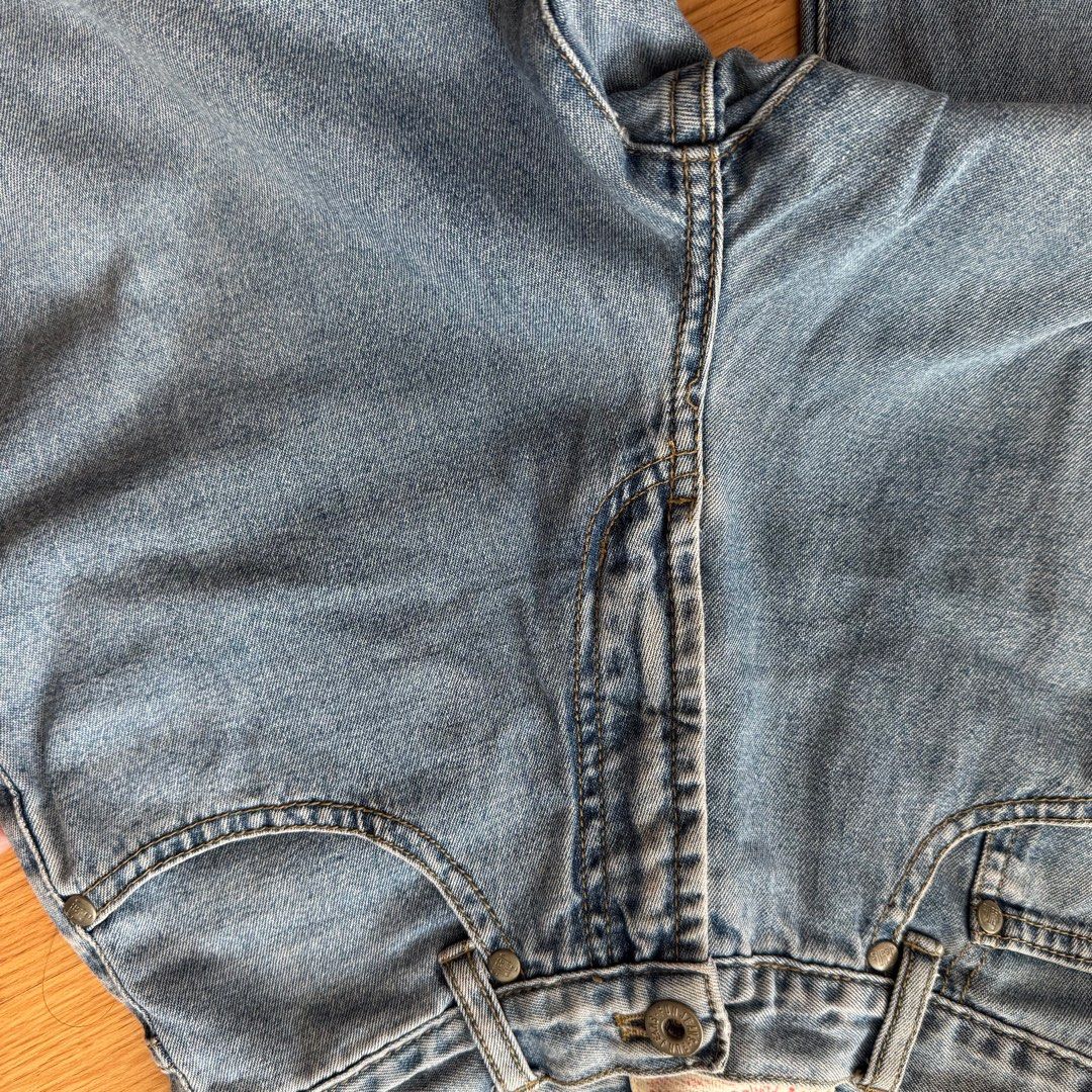 Striaght cut washed blue denim pants (Category: Jeans) located in Makati City. Submitted by allure_there (Listing ID 1350089654, Image 3). Description: Size 24/25 For reference i’m size 24 and 5’2 height Dm to purchase J&t courier Gcash mop.