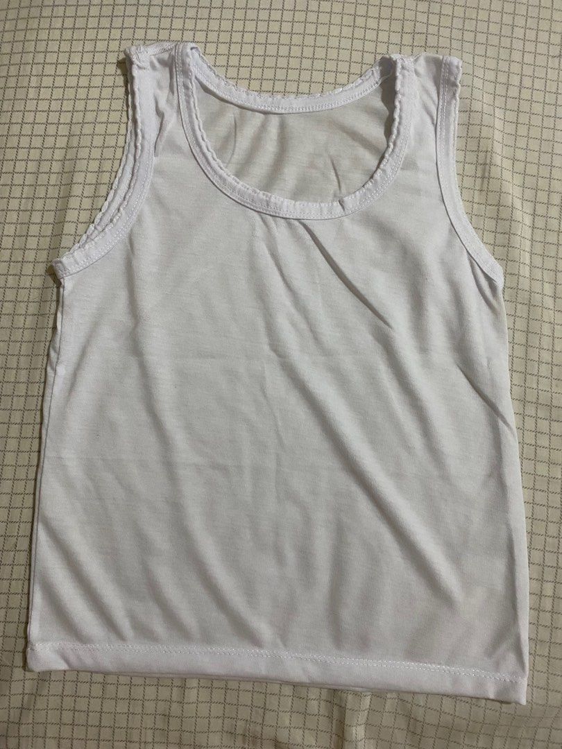 White Sando for Girls (Category: Babies & Kids Fashion) located in Quezon City. Submitted by practicalnanay (Listing ID 1350118606, Image 1). Description: White Sando for Girls 5pcs Take All, barely used Rfs: wrong size Bust 30inches Buyer to book and shoulder shipping/courier Pickup location: 1st Laguna St, Tandang Sora QC.