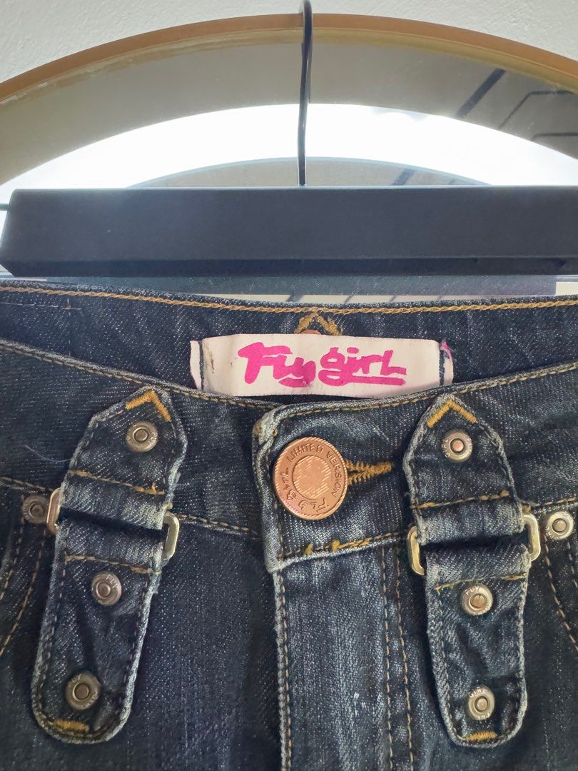 Y2K VINTAGE DENIM SKIRT (Category: Skirts) located in Quezon City. Submitted by gigiversace (Listing ID 1350204624, Image 2). Description: -FLY GIRL brand from Italy -Condition: 10/10 -worn with care (no flaws) -cute when worn with boots/heels -low-mid waist -rfs: doesn’t fit me anymore -dimes: 30” waist, 36” hips, 9” front length, 23” back length.