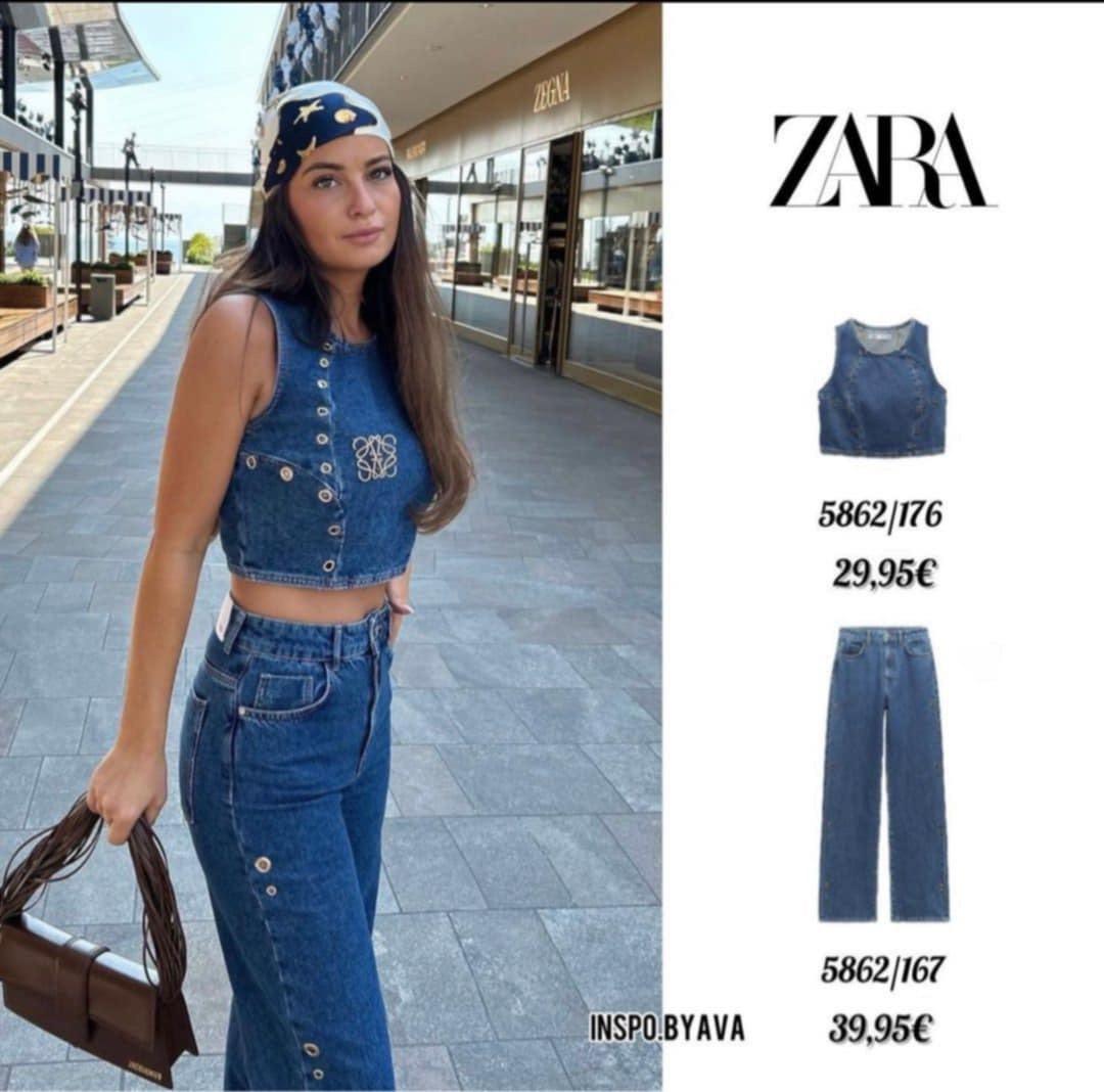 Zara Denim Top, Women's Fashion, Tops, Blouses on Carousell
