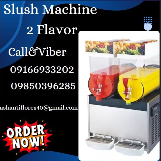2 FLAVORS SLUSH MACHINE AVAILABLE (Category: Looking For) located in Caloocan City. Submitted by anjanettep80554 (Listing ID 1345199774, Image 1). Description: 📌 We Have Terms of Payments 📌 50 % DOWNPAYMENT 📌 50 % UPON PICK UP 📌 CE and ISO Certified 📌 100% Good Quality Model-KS-15Ax2 Capacity- 15 liter×2 Compressor- Cubigel R134a Voltage- 220V-240V/110V-120V50HZ/60HZ Power- 600W Temperature-2~-3℃ Size(Shape/packg-42*56*76cm/47*62*85cm Weight