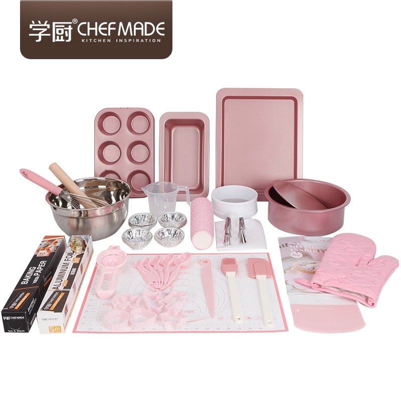 Chefmade Basic Home Baking Set (Category: Bakeware) located in Singapore. Submitted by chrrss (Listing ID 1344986580, Image 2). Description: Comes in a lovely shade of pink. High quality baking tools, suitable for those wanting to try out baking. Entirely new set, selling it as i had already bought it a few years back but could not find the time to bake. .