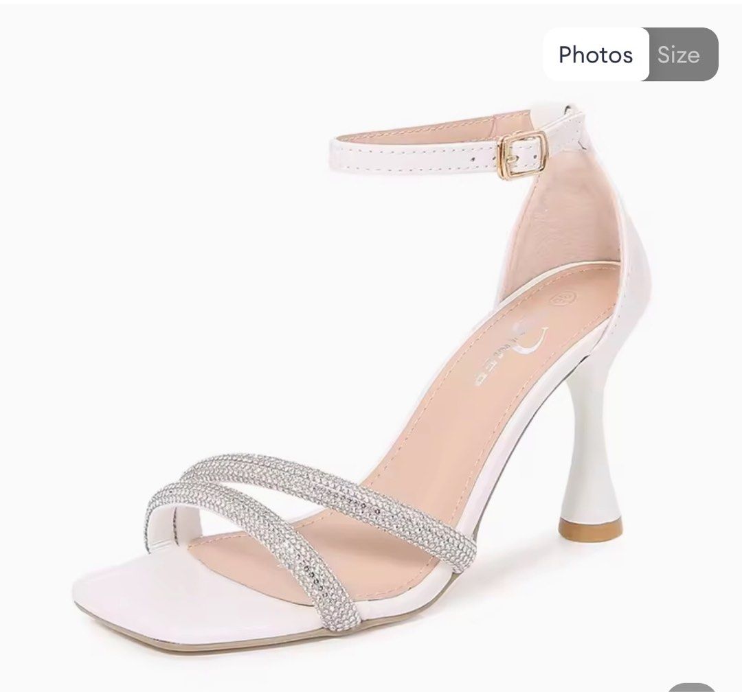 Fashion Sandals (Category: Heels) located in Valenzuela. Submitted by 2ndHandSpree (Listing ID 1345216049, Image 1). Description: This is a brand new Fashion sandals. Can be use with semi-formal to formal attire •size: 35-36 •color: white w/ silver accent •heel height: 3 inches .