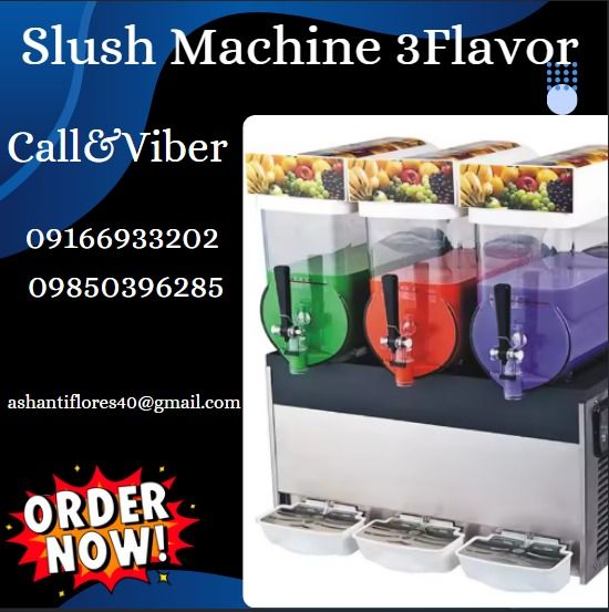 For Sale !!! Slush Making Machine 3 flavors (Category: Looking For) located in Caloocan City. Submitted by anjanettep80554 (Listing ID 1345200318, Image 1). Description: 📌 We Have Terms of Payments 📌 50 % DOWNPAYMENT 📌 50 % UPON PICK UP 📌 CE and ISO Certified 📌 100% Good Quality Model : XSC-3 Capacity (Liters) :3x15L Feature :Embraco Compressor Temp.: -1°C ~ -3°C Slush mode&Juice mode LED light lids Power (W) :900W Dimension (mm) :Net: 545x4