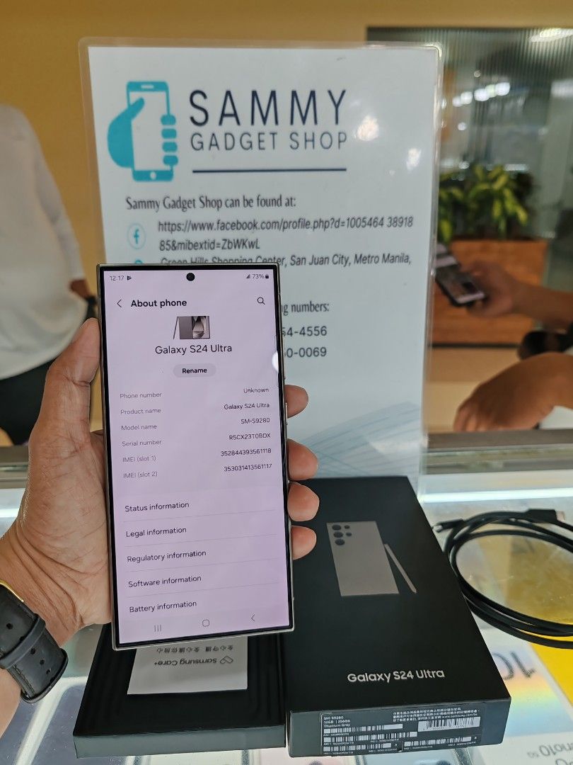 Galaxy s24 ultra 5g hk variant /preloved (Category: Samsung) located in Quezon City. Submitted by ronalynac40976 (Listing ID 1345165714, Image 2). Description: Galaxy S24 Ultra Hk variant 12ram 256rom With box, cord Pick up store in greenhills shopping center We accept creditcard installment+% We accept swap/trade in We accept ggives & spaylater+% We ship nationwide via LBC Dm or call for fast transaction 09279500069/09425544556 Located @ Aquariu