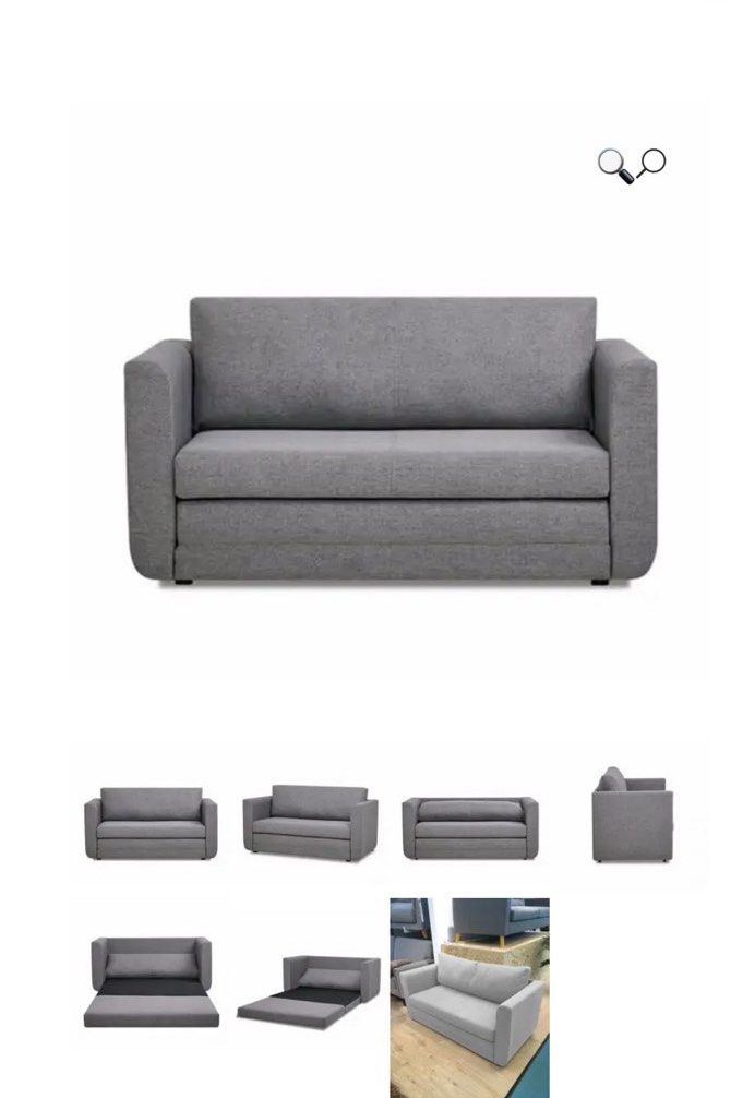 Gray Sofa Bed (Category: Sofas) located in Makati City. Submitted by anabananarama (Listing ID 1345269463, Image 1). Description: Cleaned regularly With signs of use: •Piling of armrest fabric •Slight sagging of sofa seat Works great as a sofa bed for small spaces There is no damage found that would cause problems with use, and the product is in good condition for continued use. Pick up at Makati Helping tags: Ikea, Sleeper Sofa, Minimalist.