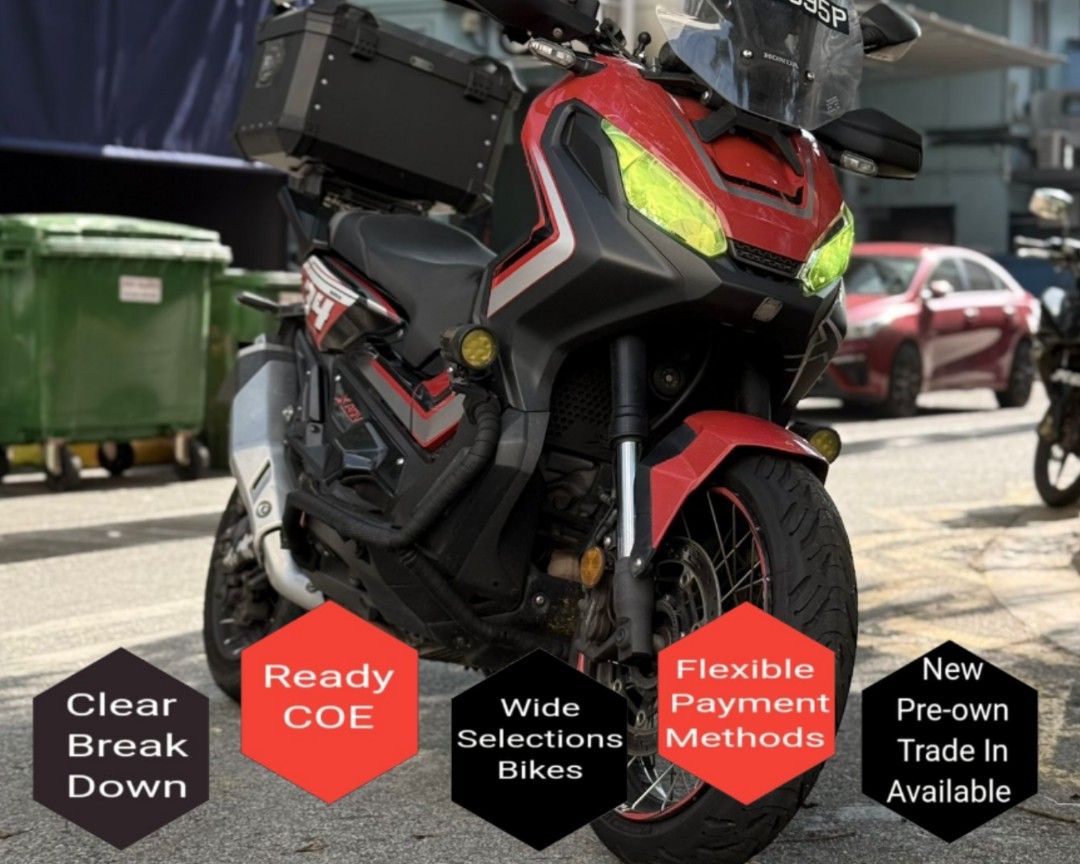 Honda xadv 750 |2028 | X ADV | XADV750 | (Category: Class 2) located in Singapore. Submitted by m1.tg.william (Listing ID 1345150162, Image 2). Description: USED 2018 HONDA XADV 750 / ADV750 Registration Date: 27/12/2018 COE Expiry: 26/12/2028 ☞$17,500☜ *Excluding Insurance Only FULL CASH ALSO WELCOME !! NO ADDITIONAL COST!! 𝙒𝙝𝙮 𝘾𝙝𝙤𝙤𝙨𝙚 𝙐𝙨 : 📌 $0 Downpayment Plans / Flexible Loan Options 📌 No Admin Fees / Processing Fees / Hidden Char
