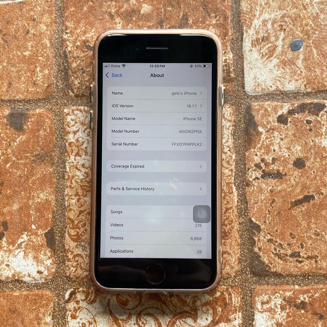 Iphone Se 2nd gen (2020) (Category: iPhone SE Series) located in Samal. Submitted by gelohacinasify (Listing ID 1345250557, Image 3). Description: Iphone SE 2ND GEN (2020) ••• Apple store nabili - Issue: Minimal Scratches - unli reset - working touch id / fingerprint - 128gb - 100% batt health (Change battery. Nasaakin pa din yung original batt) - factory unlocked - iOS 18.1.1 - True tone enable WITH CASE AND CHARGER. ✅ Pm nalang po sa interested