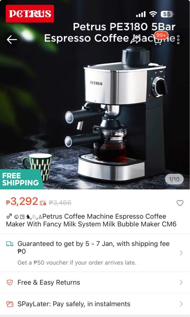 Petrus Coffee Espresso Machine with frother (Category: Coffee Machines & Makers) located in Quezon City. Submitted by kb0030 (Listing ID 1345155577, Image 1). Description: Just tried this but wont be able to use anymore.