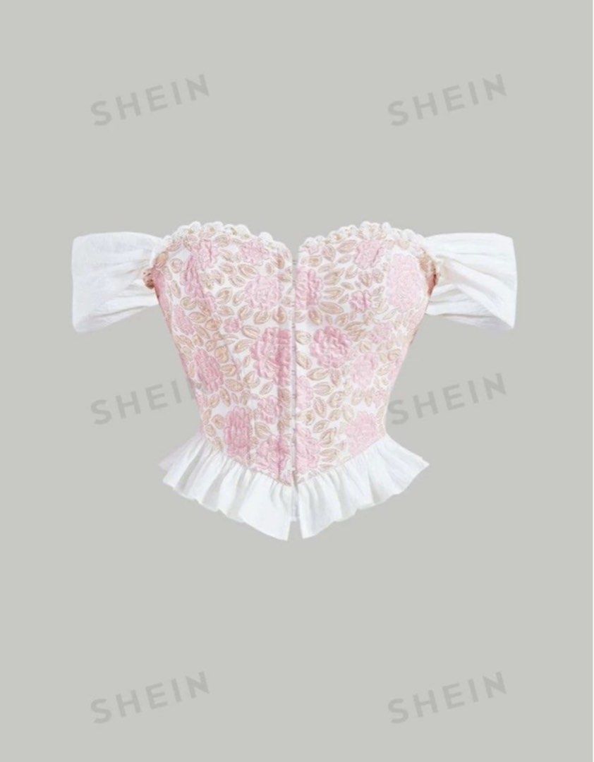 Shein Pink Corset Top (Category: Blouses) located in Caloocan City. Submitted by j.declutter (Listing ID 1345276515, Image 1). Description: Used twice # coquette , concert , disney.