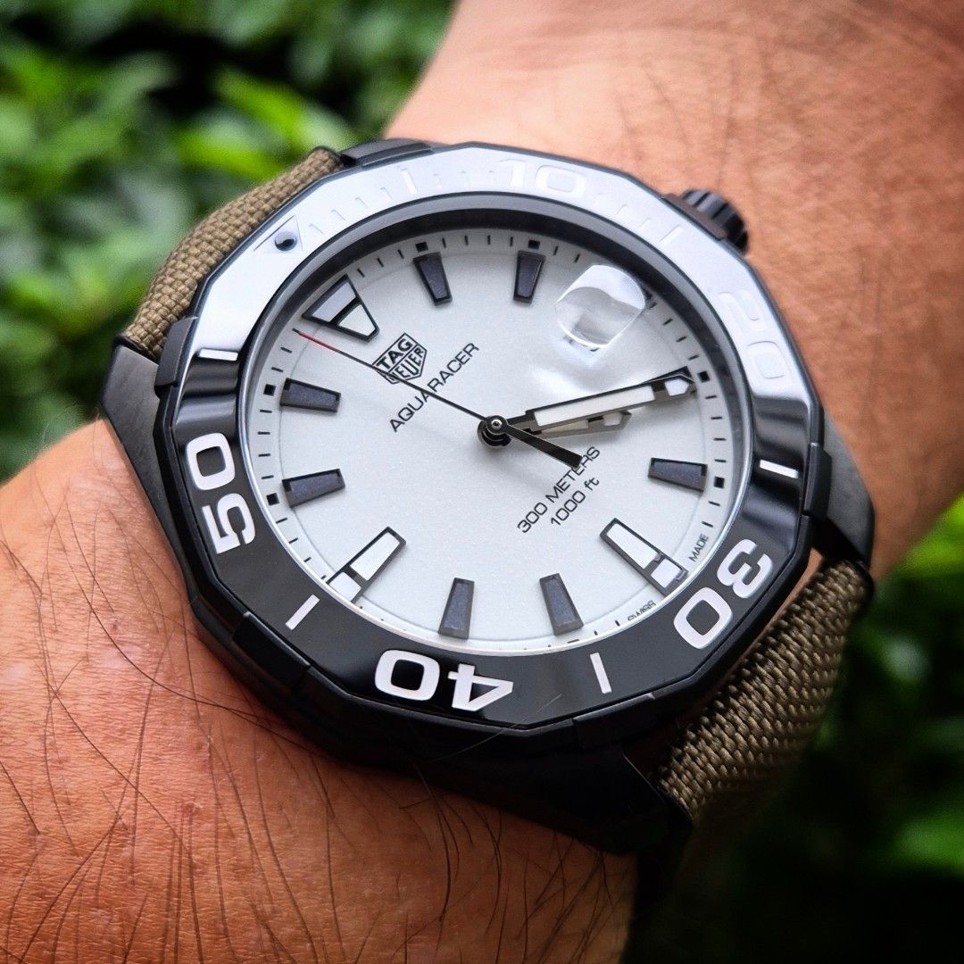 Tag Heuer Aquaracer Titanium (Category: Luxury Watches) located in Makati City. Submitted by greydial (Listing ID 1345122847, Image 1). Description: For sale: Tag Heuer Aquaracer Titanium Exact Model number: WAY108A.FT6141 - 43mm size - Titanium! - Watch is like new. Only used once and put back in box. - Complete with box and warranty card - Bought in Foreign AD Nov 2024. Fresh. - Nice full lume - Original Tag Heuer strap and Tag Heuer deployant 
