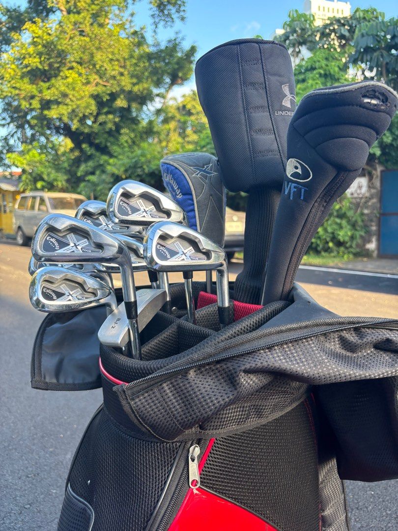 Callaway X Tour Golf Set with Ignio Bag (Category: Golf) located in Manila. Submitted by eclipse58 (Listing ID 1350227993, Image 2). Description: COMPLETE Callaway X Tour Golf Set ✅️ 4-9 Irons, Pitching Wedge & Nike 57 degree Wedge ✅️ Srixon W-505 Driver, Callaway X 3 Hybrid & Callaway Big Bertha Hawkeye 5 Wood ✅️ Callaway BJ-2 Putter & Ignio Golf Bag ✅️ Original Callaway True Temper Stiff Flex Steel Shaft & Pro Series Grips ✅️ Very good conditio