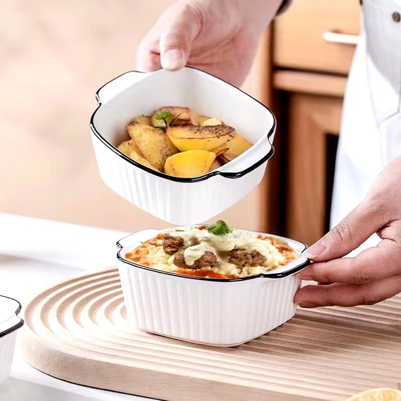 Ceramic Square Baking Dish Creme Brulee Ramekin Bowl White Casserole Baking Pan (Category: Bakeware) located in Manila. Submitted by cristytah (Listing ID 1350301113, Image 2). Description: 【FOOD GRADE CERAMIC】 The ramekins are made of high-quality food-grade ceramic and Eco-friendly glaze, LEAD-FREE, NON-TOXIC, and chip-resistant make them healthy and sturdy for long-lasting daily use. Ideal in the kitchen for making delicious meals and desserts