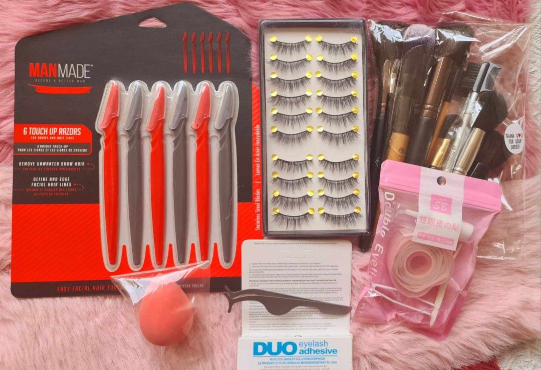 Eyelashes Kit & Make Up Brushes (Category: Makeup) located in Quezon City. Submitted by floreskari78555 (Listing ID 1350295736, Image 2). Description: Eyelashes Kit &Make Up Brush Set All for 850php‼️‼️‼️ Set includes: Marie Beauty 10pairs 5D18 Eyelid Tape with spray bottle Duo white eyelash glue Tweezer Silver 1pack 6pcs Manmade Eyebrow Razors 13pcs Make Up Brushes 1 Teardrop Make Up Sponge Brand New❤️ Available for same day delivery via lalamov