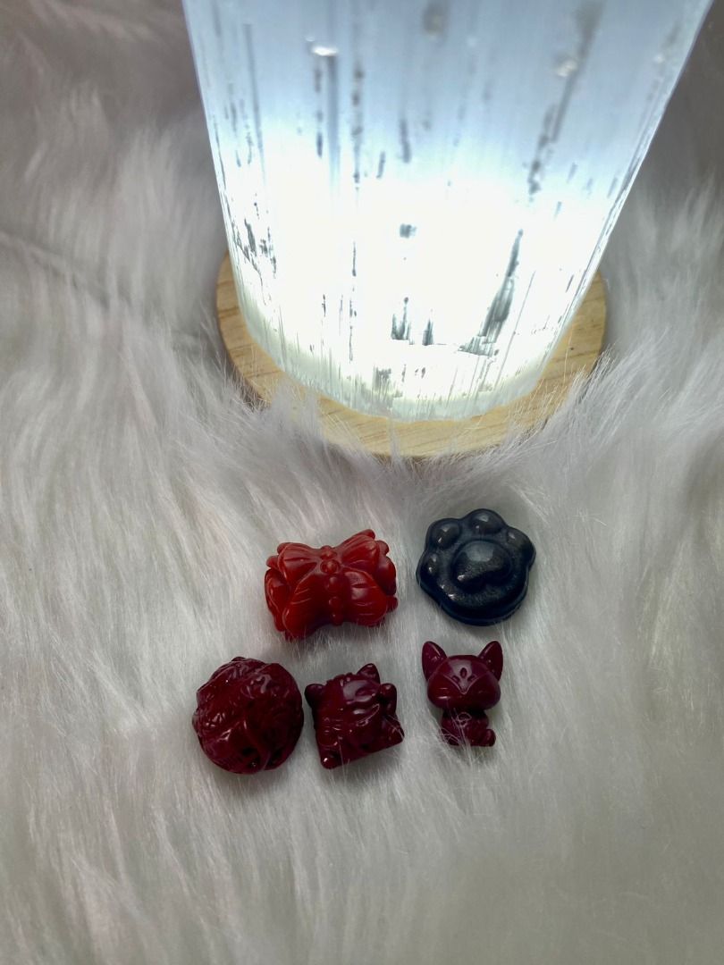 Gemstones Charms (see prices for each) (Category: Precious Stones) located in Las Pinas. Submitted by _chic (Listing ID 1350351781, Image 2). Description: South Red Agate (Nanhong) Ribbon symbolizes wealth, prosperity, and good luck. - 700 Black Tourmaline (Cat paw) - symbolizes good fortune and prosperity, 500 Cinnabar Lucky Turn (Never ending luck and fortune) - 150 Lucky Cat - brings luck and good health - 150 Nine-tailed fox is a symbol of lo