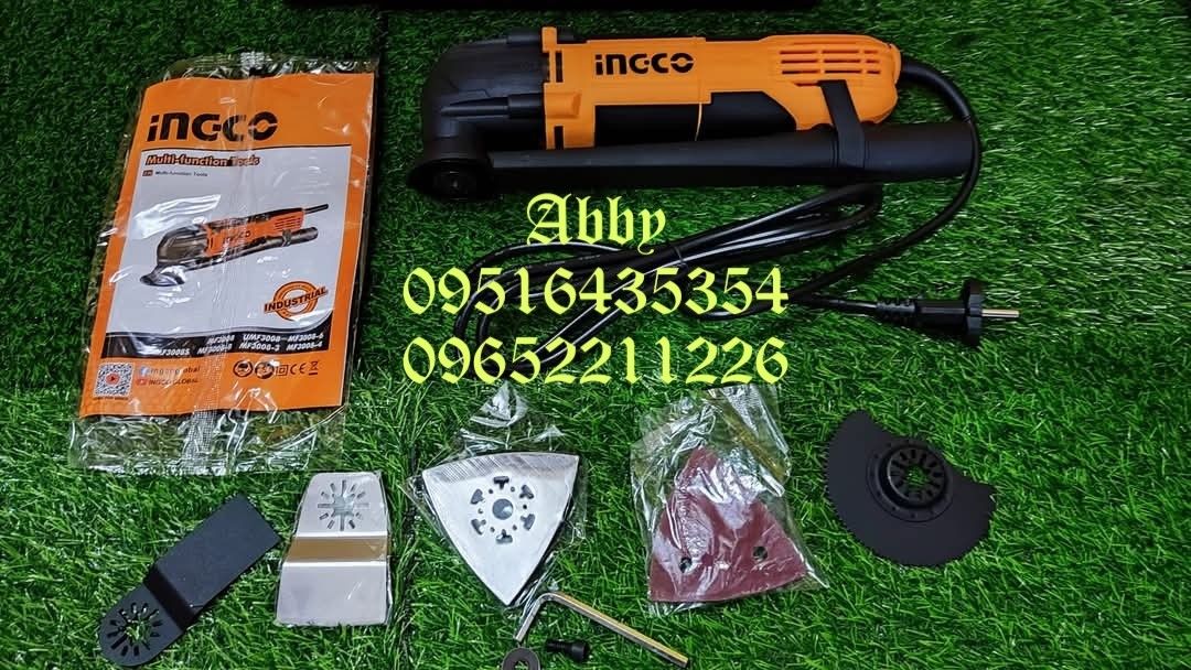 INGCO 300W Oscillating Tool / Multi-Function Tool w/ Variable Speed (MF3008) (Category: Construction Tools & Equipment) located in Caloocan City. Submitted by abieghail (Listing ID 1350247598, Image 2). Description: INGCO Multi Functional Tool MF3008 (Variable Speed) Use for: Sanding Cutting PVC pipes Shoveling Cutting woods Model: MF3008 Rated Voltage: 220-240V~50/60HZ Input Power: 300W No-load Speed: 10000-20000r/min 6-Speed motor Pure copper W