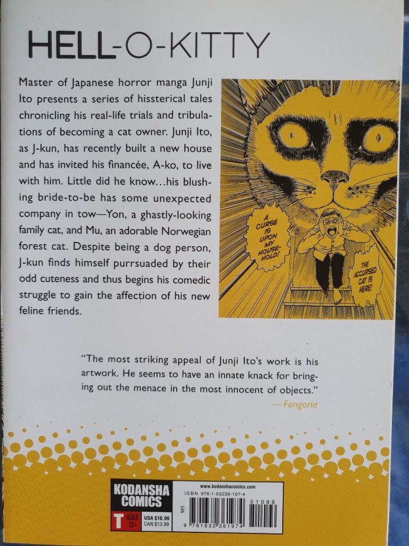 Junji Ito's Cat Diary: Yon & Mu (Category: Comics & Manga) located in Quezon City. Submitted by markus_aureli00s (Listing ID 1350241075, Image 2). Description: Please read first for smoother transaction. very good Condition Authentic. Price slightly negotiable for sure buyers. Low-ballers will be ignored and/or blocked. RFS: decluttering No COD. Pay before shipping. No reservation. No return. No exchange. Price does not include SF. SF will be sho