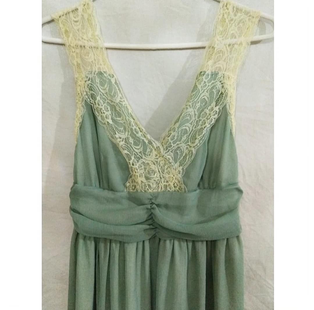 Romantic Crinkled Sage Silk Dress main image 0