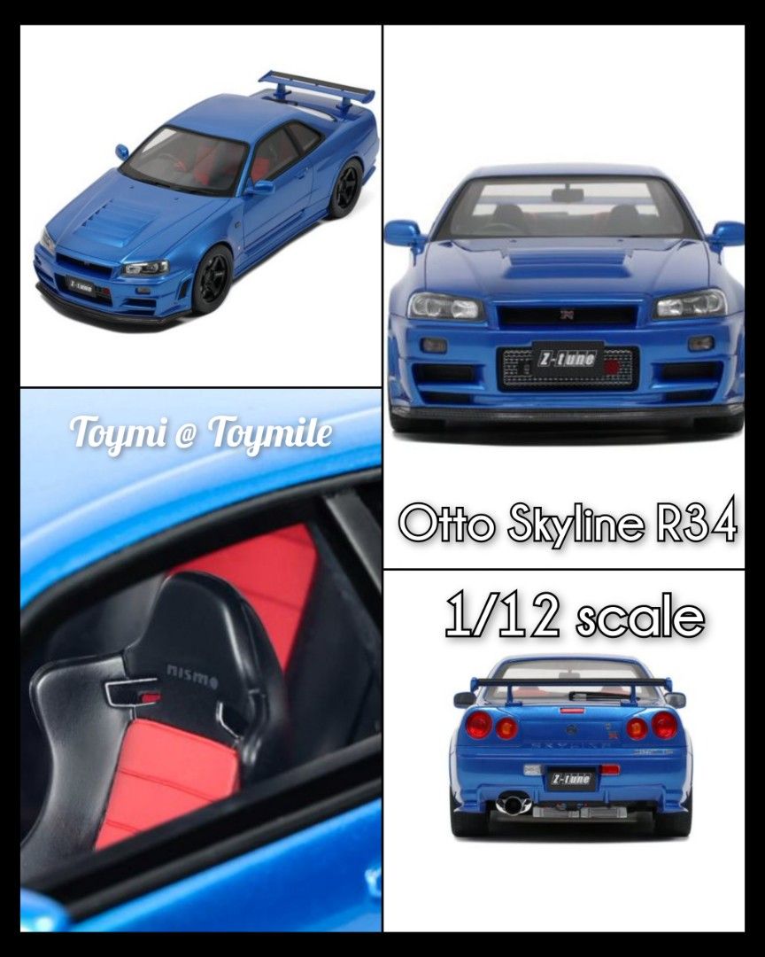 Miniature OTTO 1/12 Nissan R34 GT-R Z-Tune, Bayside Blue, Modèle 2005, G082, Neuve En Boîte