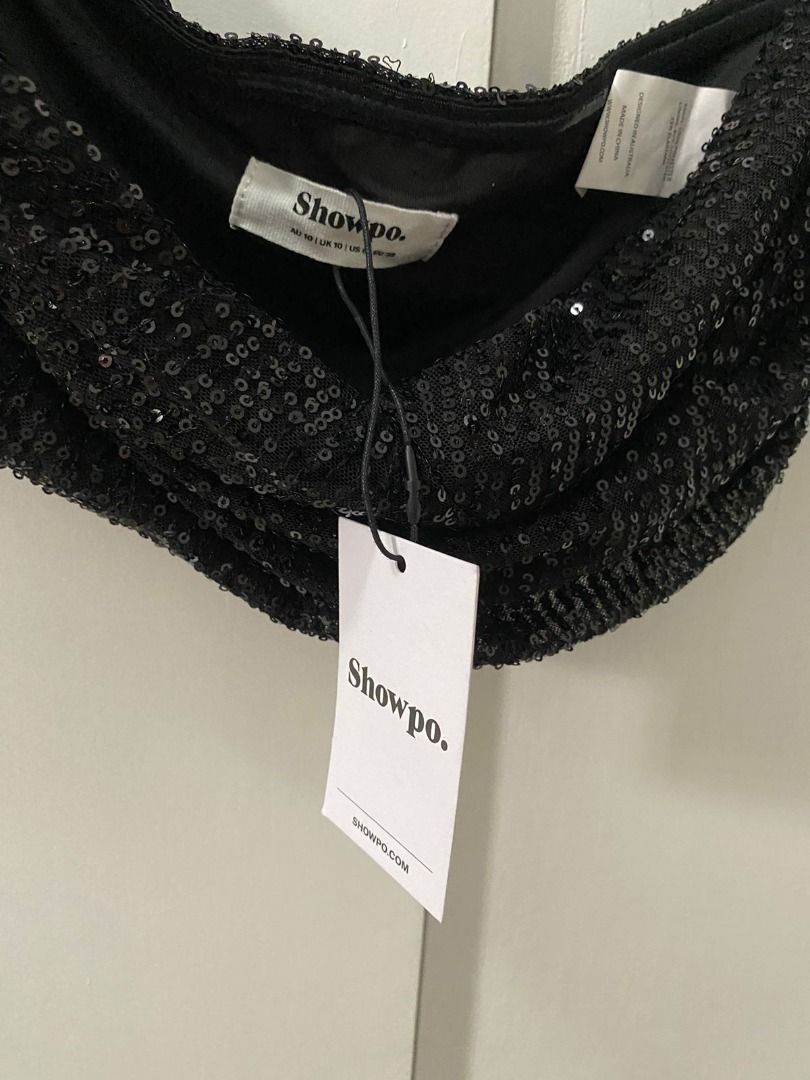 Showpo | Sequin Off-shoulder Top - Size M (Category: Blouses) located in Las Pinas. Submitted by _chic (Listing ID 1350359515, Image 3). Description: Sequin Puff Sleeve Top only. Size on tag: AU10/UK10/ US8/EU38 Fits Small to Medium.